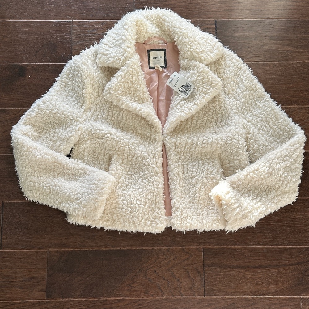 Forever 21 Cream Fuzzy Jacket